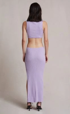 Bec And Bridge Riviera Knit Twist Midi Dress Lilac