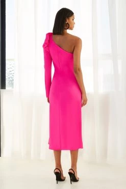 By Johnny Abby Asymmetric Sleeve Bias Dress