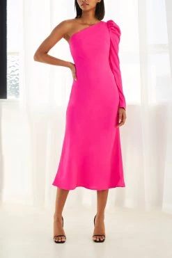 By Johnny Abby Asymmetric Sleeve Bias Dress