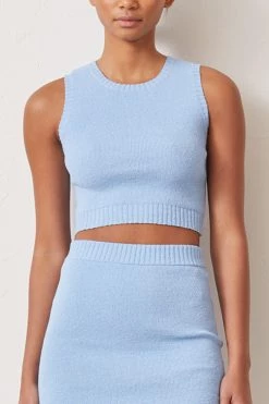 Bec And Bridge Lemon Squeezy Knit Crop Top Sky Blue