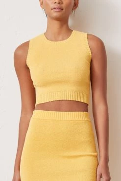 Bec And Bridge Lemon Squeezy Knit Crop Top Sunray
