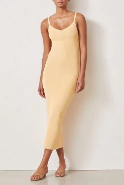 Bec And Bridge Citrus Club Knit Midi Dress Melon
