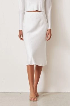 Bec And Bridge Classic Silk Midi Skirt Ivory