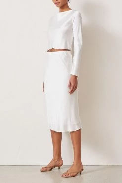 Bec And Bridge Classic Silk Midi Skirt Ivory