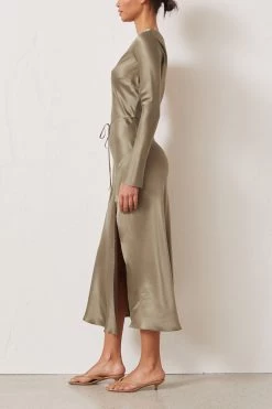 Bec And Bridge Classic Silk Asym Midi Dress Khaki 8 Bec And Bridge Classic Silk Asym Midi Dress Khaki