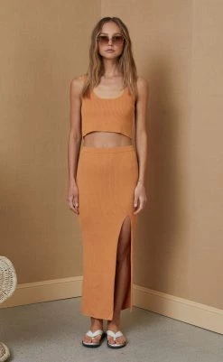 Bec And Bridge Margot Knit Crop Top Nutmeg