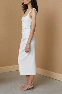 Bec And Bridge Karina Tuck Midi Dress Ivory