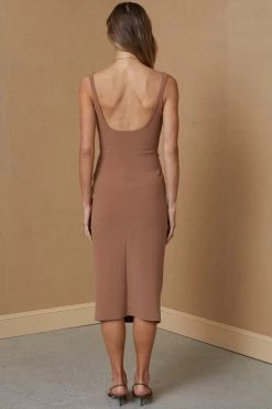 Bec And Bridge Maddison Tuck Midi Dress Milk Chocolate 7 Bec And Bridge Maddison Tuck Midi Dress Milk Chocolate