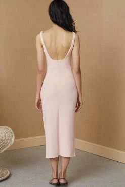 Bec And Bridge Maddison Tuck Midi Dress Peach