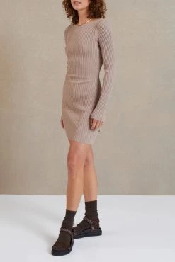 Bec And Bridge Lyla Knit LS Mini Dress Fawn