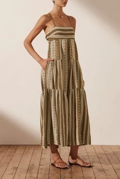 Shona Joy Atlas Backless Tiered Midi Dress