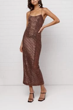 By Johnny By Johnny By Johhny Chocolate Sequin Cross Back Dress