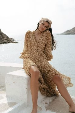 Shona Joy Julia Balloon Sleeve Godet Midi Dress