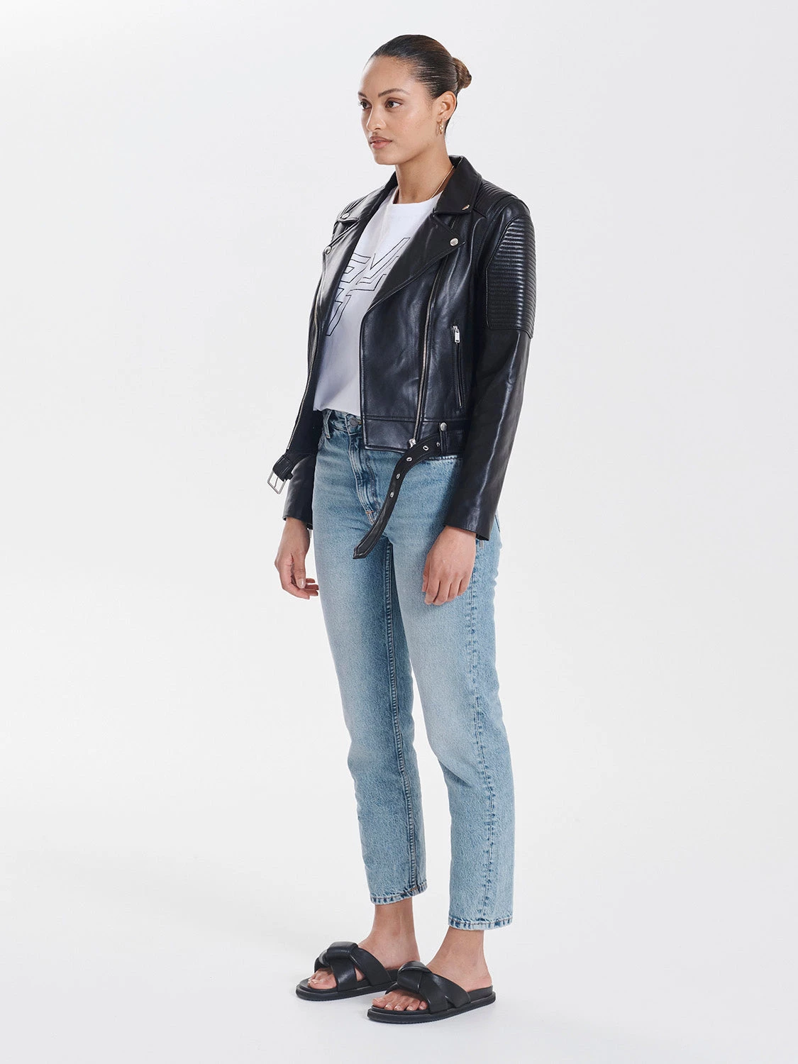 Ena Pelly Classic Biker Jacket Smooth Black Silver 7 Ena Pelly Classic Biker Jacket Smooth Black Silver