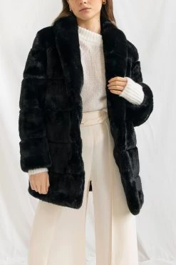 San Sloane Ashford Faux Fur Jacket Black
