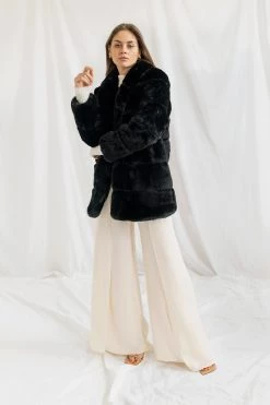San Sloane Ashford Faux Fur Jacket Black