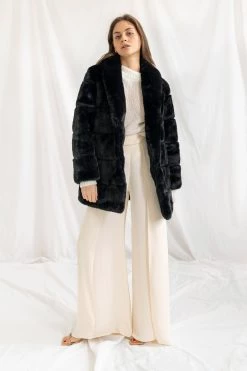 San Sloane Ashford Faux Fur Jacket Black