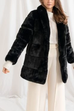 San Sloane Ashford Faux Fur Jacket Black