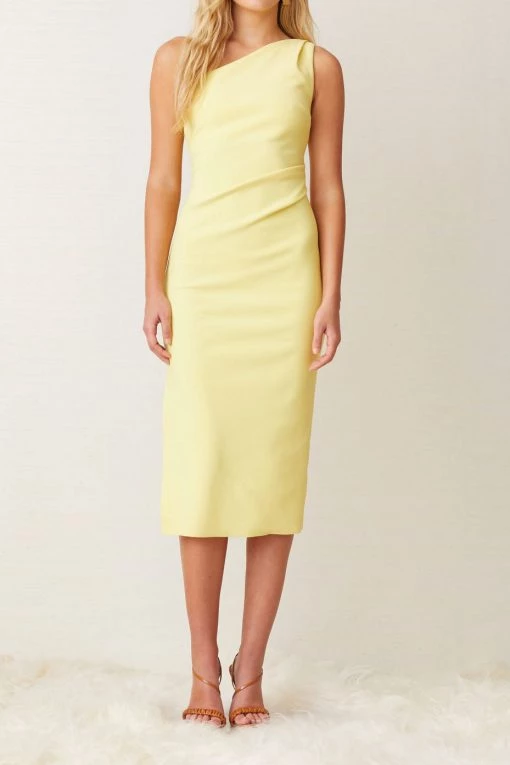 Bec And Bridge Gemma Asym Midi Dress Banana