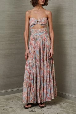Bec And Bridge Miami Palm Tier Midi Dress Print