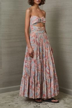 Bec And Bridge Miami Palm Tier Midi Dress Print