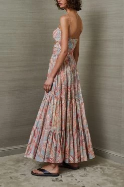 Bec And Bridge Miami Palm Tier Midi Dress Print