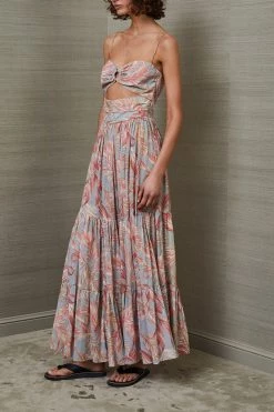 Bec And Bridge Miami Palm Tier Midi Dress Print