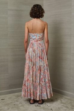 Bec And Bridge Miami Palm Tier Midi Dress Print
