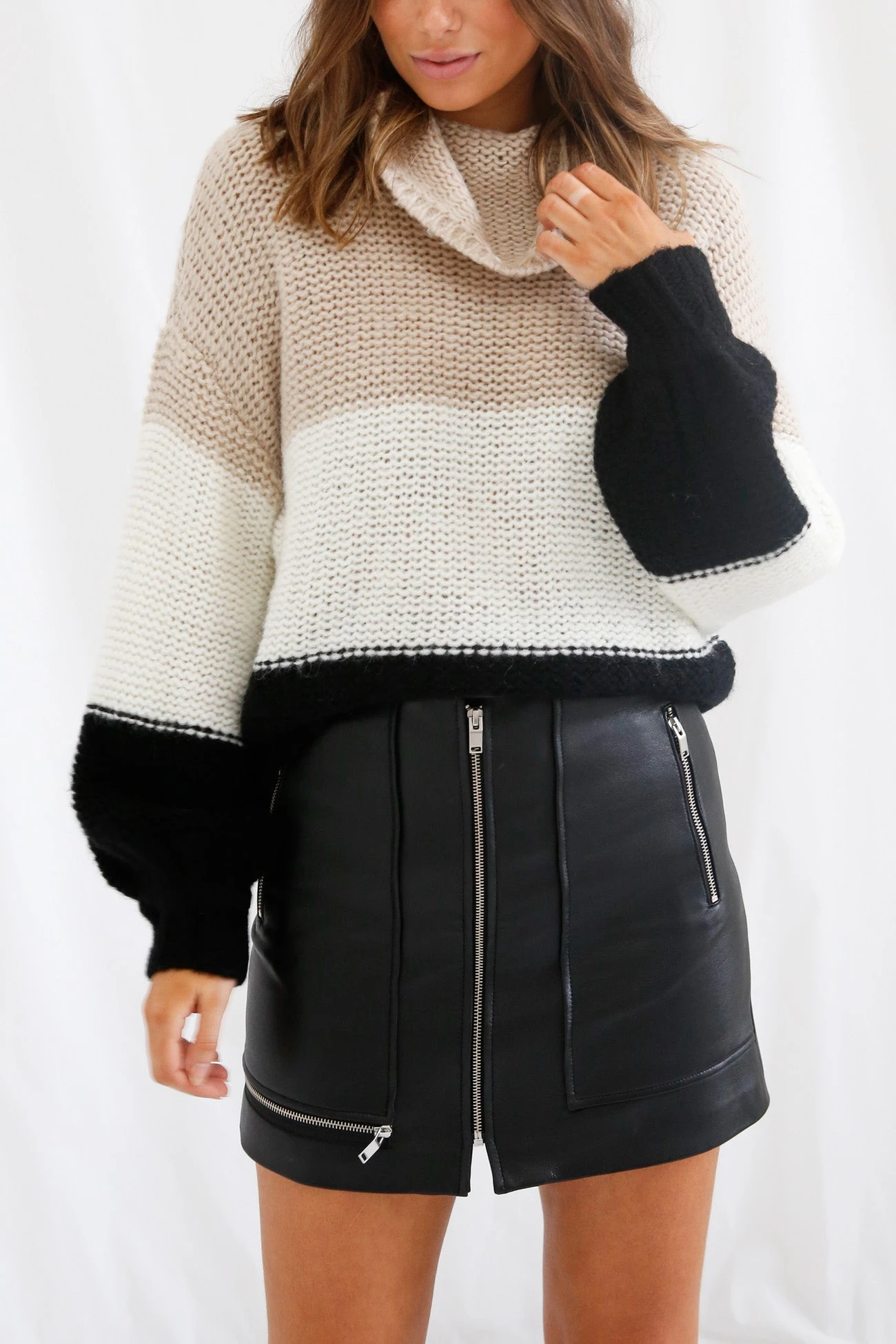 San Sloane Georgia Knit Tan-Cream-Black 3 San Sloane Georgia Knit Tan-Cream-Black