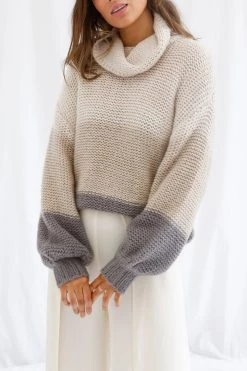 San Sloane Georgia Knit Cream-Oatmeal-Grey