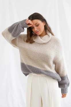 San Sloane Georgia Knit Cream-Oatmeal-Grey