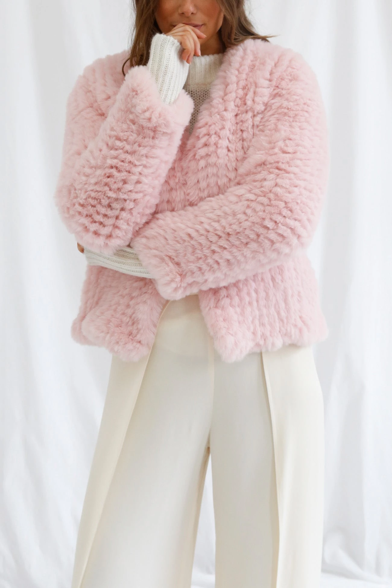 San Sloane Claudia Faux Fur Jacket Pale Pink 3 San Sloane Claudia Faux Fur Jacket Pale Pink