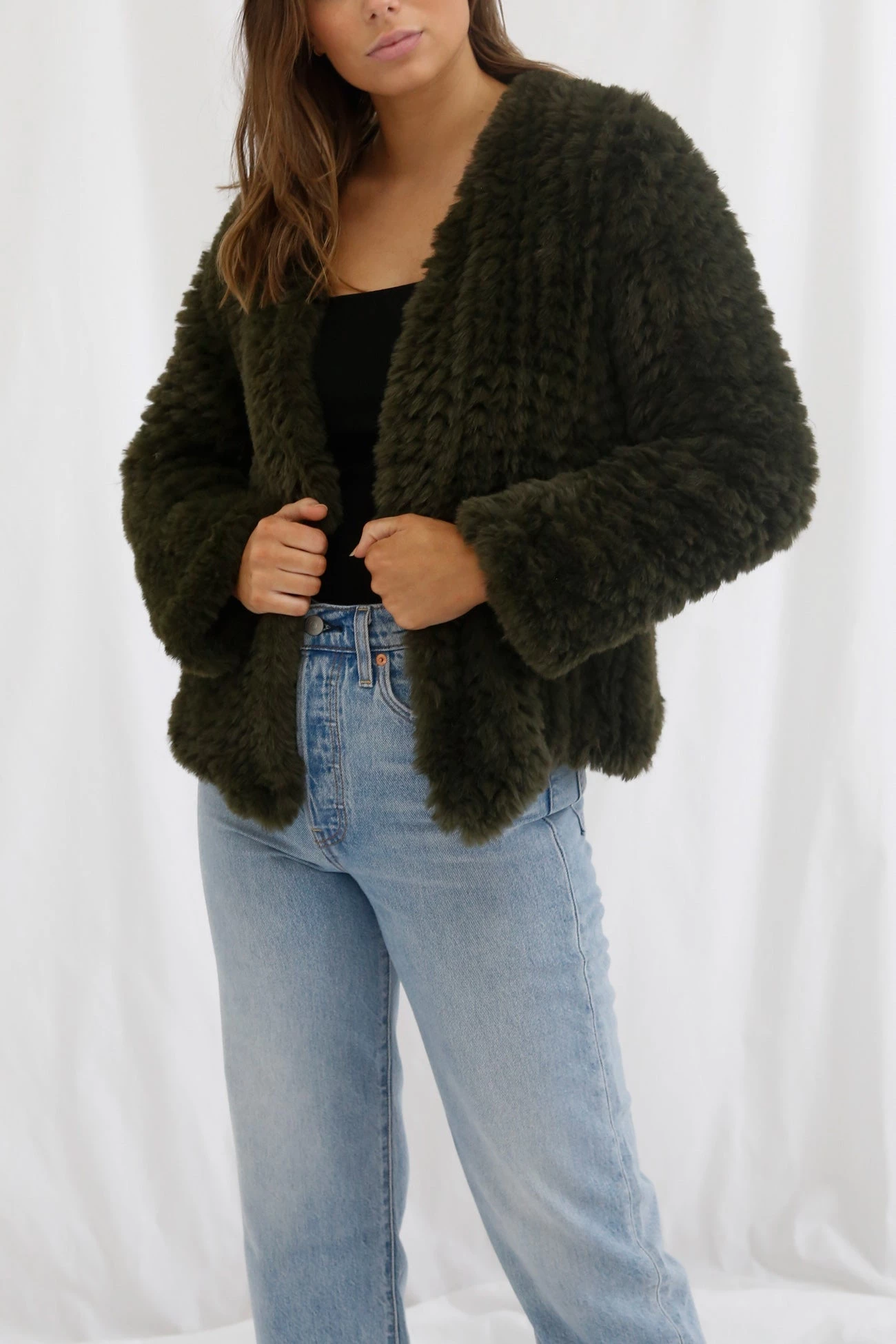 San Sloane Claudia Faux Fur Jacket Forest Green 5 San Sloane Claudia Faux Fur Jacket Forest Green