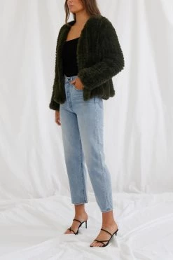 San Sloane Claudia Faux Fur Jacket Forest Green 10 San Sloane Claudia Faux Fur Jacket Forest Green