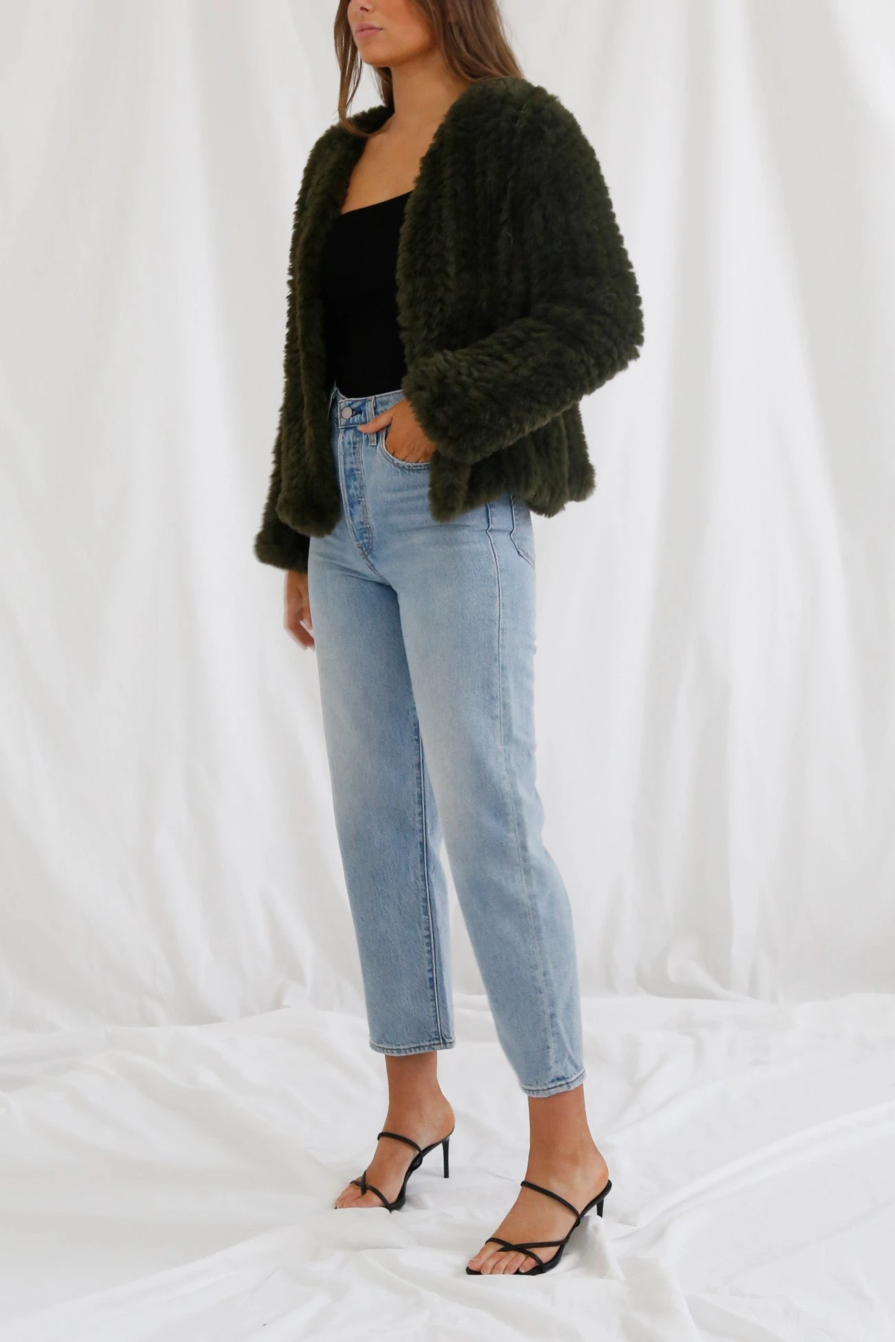 San Sloane Claudia Faux Fur Jacket Forest Green 6 San Sloane Claudia Faux Fur Jacket Forest Green