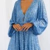 San Sloane Leighton Mini Dress Blue Sequin