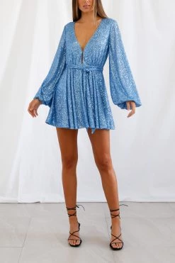 San Sloane Leighton Mini Dress Blue Sequin 11 San Sloane Leighton Mini Dress Blue Sequin
