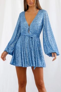 San Sloane Leighton Mini Dress Blue Sequin 12 San Sloane Leighton Mini Dress Blue Sequin