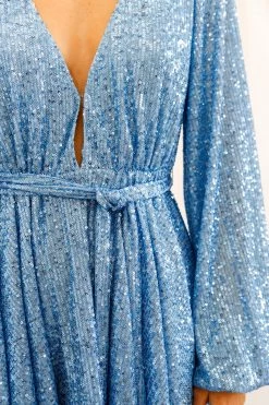 San Sloane Leighton Mini Dress Blue Sequin 14 San Sloane Leighton Mini Dress Blue Sequin