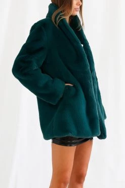 San Sloane Crawford Faux Fur Jacket Teal Green 11 San Sloane Crawford Faux Fur Jacket Teal Green