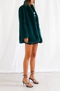 San Sloane Crawford Faux Fur Jacket Teal Green 10 San Sloane Crawford Faux Fur Jacket Teal Green