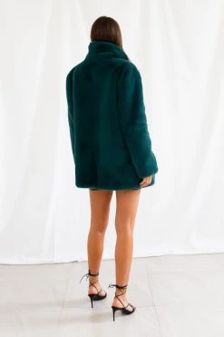San Sloane Crawford Faux Fur Jacket Teal Green 12 San Sloane Crawford Faux Fur Jacket Teal Green