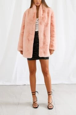 San Sloane Crawford Faux Fur Jacket Blush