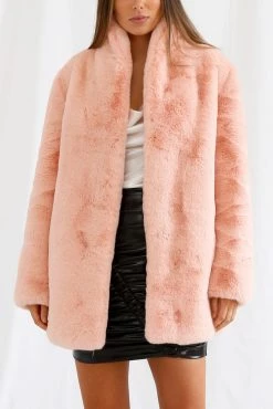 San Sloane Crawford Faux Fur Jacket Blush