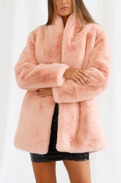 San Sloane Crawford Faux Fur Jacket Blush