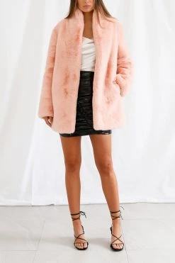 San Sloane Crawford Faux Fur Jacket Blush