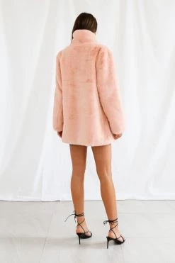 San Sloane Crawford Faux Fur Jacket Blush