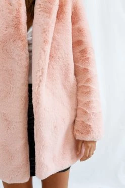 San Sloane Crawford Faux Fur Jacket Blush