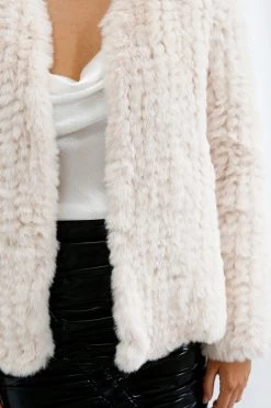 San Sloane Claudia Faux Fur Jacket Cream