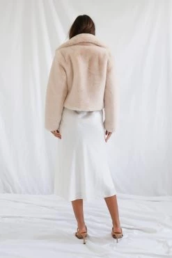 San Sloane Lyra Faux Fur Jacket Beige